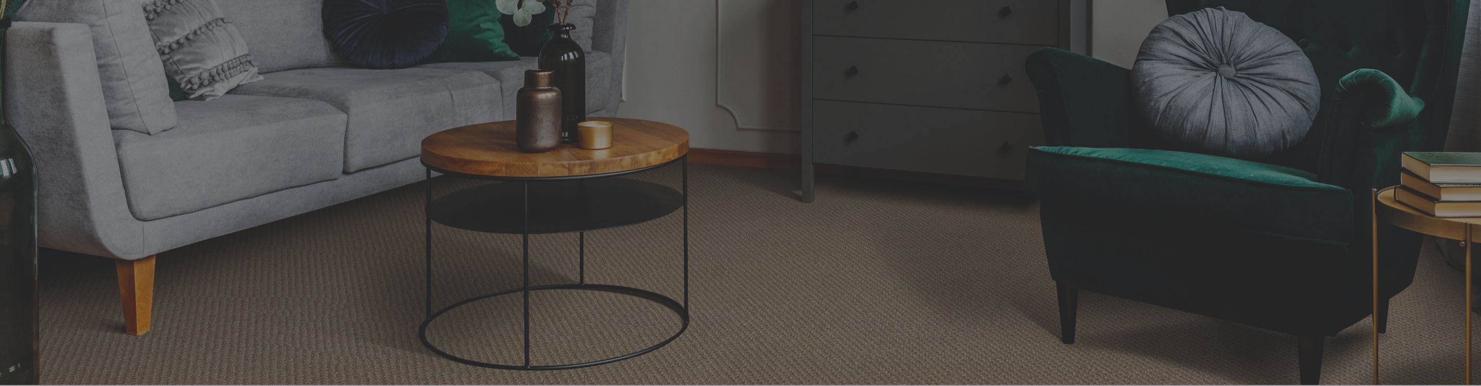 Beige carpet with couch and chair in living room